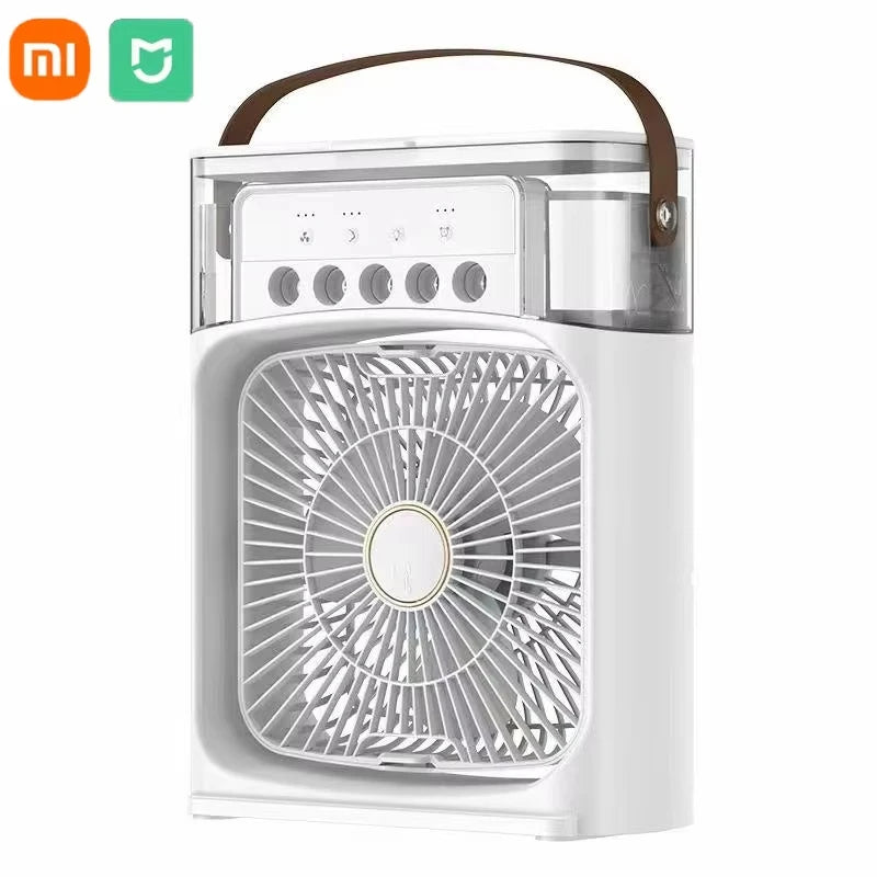 Ventilador/Humidificador de aire portátil. Enfriador de aire eléctrico con USB, luz LED nocturna.
