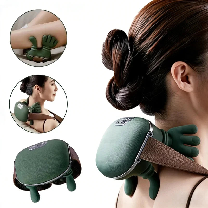 Nuevo masajeador de hombros y cuello, masajeador de cuello, masajeador de manos con presión de dedos y carga automática (sin calefacción)