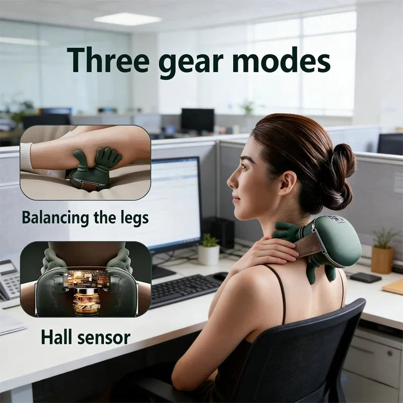 Nuevo masajeador de hombros y cuello, masajeador de cuello, masajeador de manos con presión de dedos y carga automática (sin calefacción)