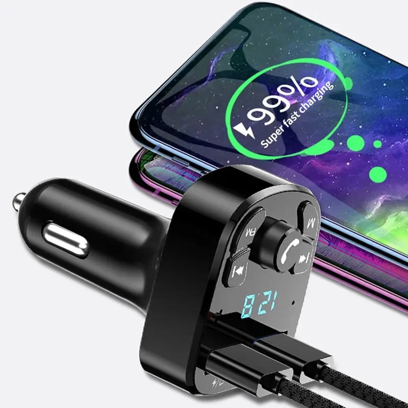 Reproductor de Mp3 para coche con cargador rápido USB Dual, receptor Fm Bluetooth
