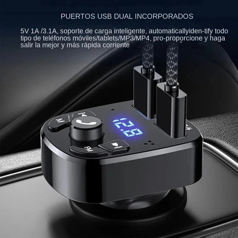 Reproductor de Mp3 para coche con cargador rápido USB Dual, receptor Fm Bluetooth