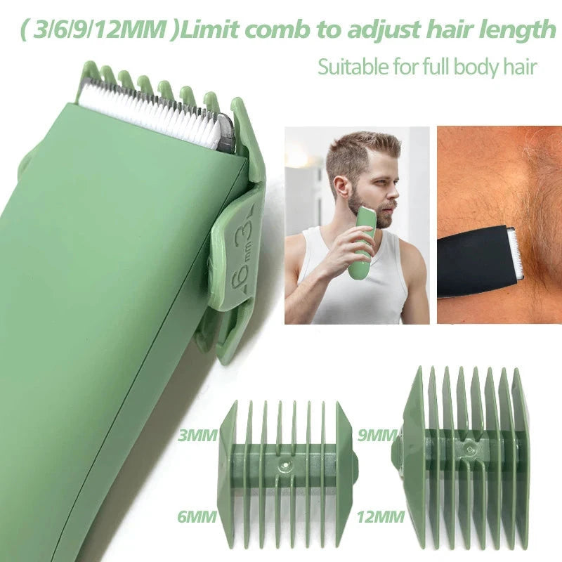 Afeitadora de vello corporal anti-cortes para hombres, cuchilla de cerámica reemplazable, impermeable