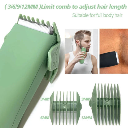 Afeitadora de vello corporal anti-cortes para hombres, cuchilla de cerámica reemplazable, impermeable