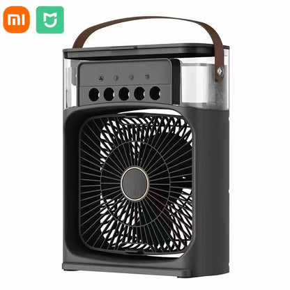 Ventilador/Humidificador de aire portátil. Enfriador de aire eléctrico con USB, luz LED nocturna.