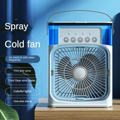 Ventilador/Humidificador de aire portátil. Enfriador de aire eléctrico con USB, luz LED nocturna.