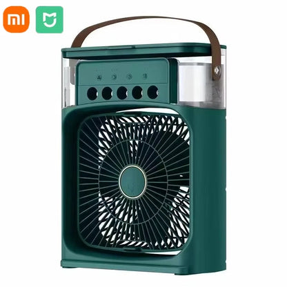 Ventilador/Humidificador de aire portátil. Enfriador de aire eléctrico con USB, luz LED nocturna.